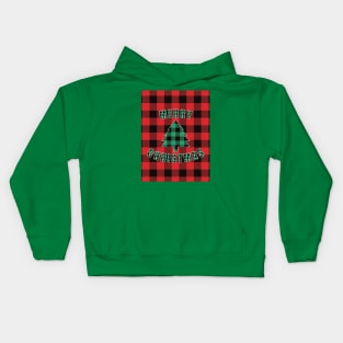 Merry Christmas Buffalo Plaids Christmas Tree Kids Hoodie